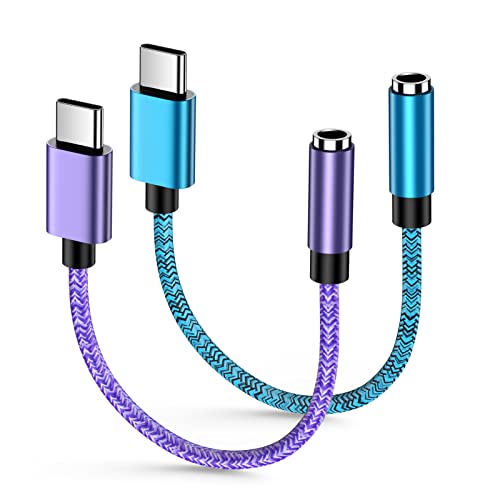 USB C Aux Audio Headphone Adapter for Samsung Galaxy S25 Edge Ultra S25+ A16 5G A54 A56 A36 A26 A14 S24 S23 A53 S22 S21 S20 Plus, Type C to 3.5mm Female Earphone Jack Adapter 2 Pack Dongle Cable Cord