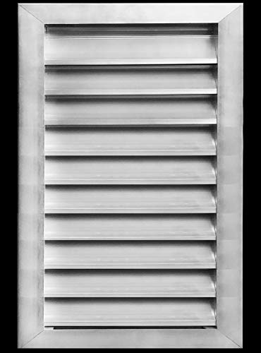 14"w X 22"h Aluminum Exterior Vent for Walls & Crawlspace - Rain & Waterproof Air Vent with Screen Mesh - HVAC Grille - Aluminum [Outer Dimensions 15.5”w x 23.5”h]