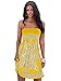 JIER Damen Schulterfrei Sommer Bandeau Strandkleid Flora Muster Bunt Boho Stil Casual Mini Strandkleider Neckholder Cover Ups Kleid ärmelloses Strand Abendkleid (Gelb,Small)