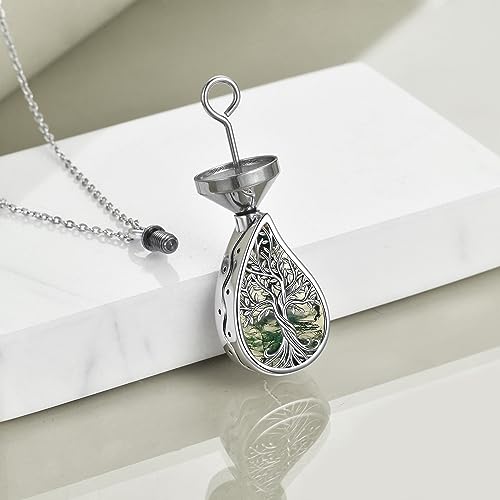 URONE Urn Necklaces for Ashes 925 Sterling Silver Abalone Shell Tree of Life Cremation Jewelry for Ashes Memory Jewelry for Women Men4