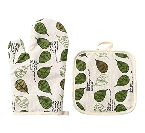 GTGX HK Ofenhandschuhe Topfhandschuhe Hitzebeständige Topflappen-Sets rutschfeste Küche Mit Topflappen Und Hot Pads Zum Backen, Kochen, 2 Stück Topflappen Backhandschuhe (Color : A) Cover