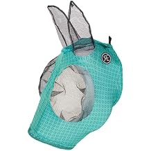 Reinsman Lycra Fly Mask with Ear Protection for Horses - Lightweight Soft Stretchy Large Eye Space UV Protection Breathable Horse Fly Mask, Emerald Star - M