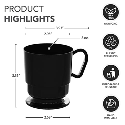 Party Essentials 8-Ounce Hard Plastic Coffee Cups, 10-Count, Black #TOP1