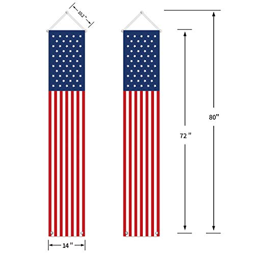 4Th Of July Decorations Outdoor - Hanging American Flag Banners Stars And Stripes Porch Sign -Patriotic Decor Party Supplies For July Fourth Memorial Day Independence Labor - Red White Blue (2 Pcs) #TOP1