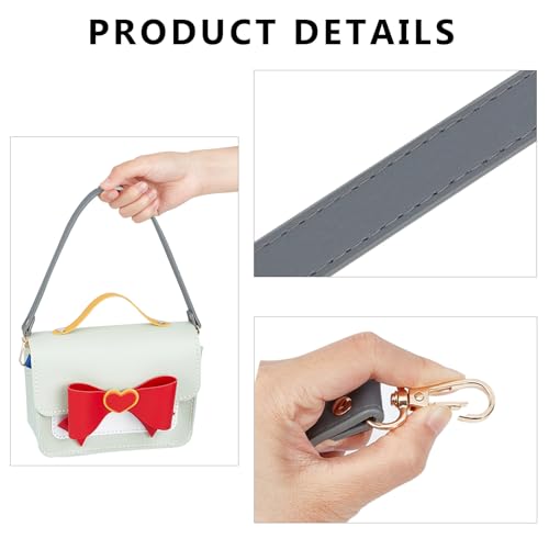 Image of GORGECRAFT 2Pcs 47cm Leather Purse Strap Gray Short Shoulder Bag Straps Replacement Imitation Leather Bag Handles with Golden Alloy Swivel Clasps for Underarm Bag Handbag Tote Satchel Purse Making