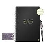Rocketbook - Libreta inteligente reutilizable con forro ecológico. 1 bolígrafo Pilot Frixion y 1 paño de microfibra incluidos, color Infinity Negro Executive A5