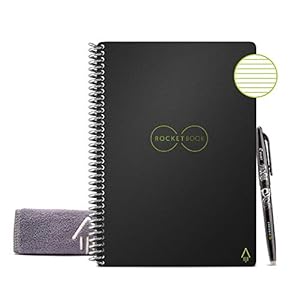 Rocketbook Smart Reusable – Eco Friendly Notebook – Executive A5 – Infinity Black, Lined, Pilot Frixion Pen and Wipe…