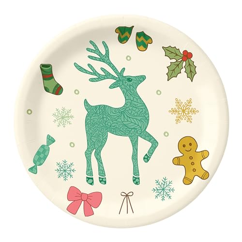 Image of Potluck Festive Celebrations Disposable Paper Plates | Pack of 10 | 9 Inch Food Grade Plates for Parties, Events, Snacks, Christmas, Birthday, Animal Theme Party, Kids Party & Meal Serving Pack