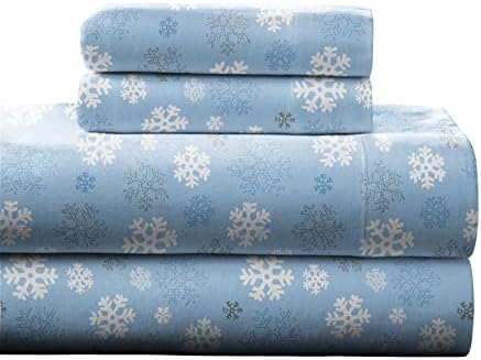 Pointehaven Heavy Weight Flannel Sheet Set, Queen, Snow Flakes - Warm & Cozy - 100% Cotton Flannel Pre-Shrunk -170 GSM -Deep Pockets -Easy Fit Elastic All Around-Comfy Double Brushed - Thumbnail 5