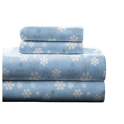 Pointehaven Heavy Weight Flannel Sheet Set, Queen, Snow Flakes - Warm & Cozy - 100% Cotton Flannel Pre-Shrunk -170 GSM -Deep Pockets -Easy Fit Elastic All Around-Comfy Double Brushed