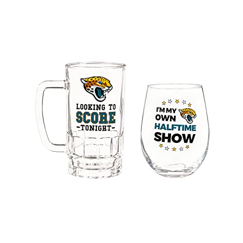 Team Sports America Jacksonville Jaguars, Stemless 17Oz Wine & Beer 16 Oz Gift Set #TOP1