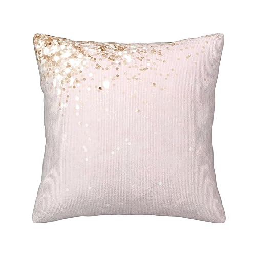 Housse de coussin velours côtelé rose doré carré pour déco salon - 2