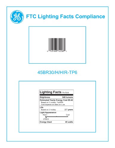 Ge 74206 Energy Saving Halogen 45-Watt Indoor Floodlight R30 Bulb #TOP3