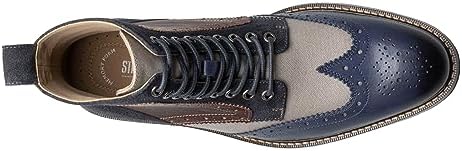 Stacy Adams Men's Finnegan Wingtip Boot Fashion, Navy Multi, 14 | Image 6
