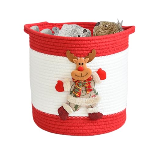 Cesto natalizio in corda intrecciata, cestino per Natale, cestino...