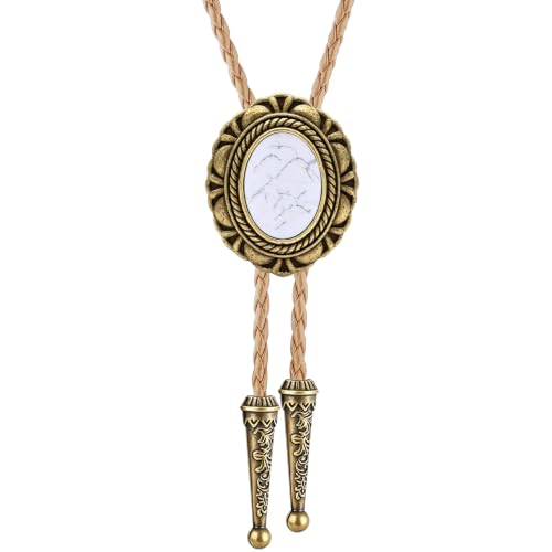 Image of GelConnie Native American Bolo Tie Rodeo Cowboy Leather Necktie Western Necklace Costume Accessories for Men,Women