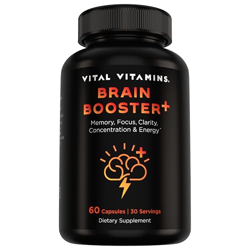 Vital Vitamins Nootropic Brain Supplement Plus - for Memory Focus Concentration Neuro Energy Clarity - with Lions Mane Mushrooms - 60 Capsules