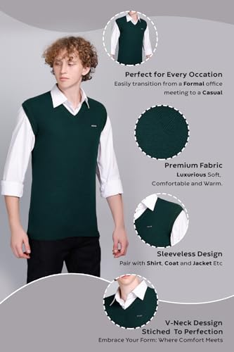 Image of V Neck Cotton Half Sweater for Man Winter Wear - Pullover Sweater for Men