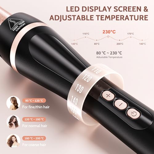 Nwouiiay Ferro Arricciacapelli 5 In 1 Set Arricciacapelli Ceramica Con Temperatura Regolabile 80°C - 230°C E Display Lcd Piastra Onde Per Capelli Con 9-32Mm Ferri Di Diverso E Spegnimento Automatico - 3