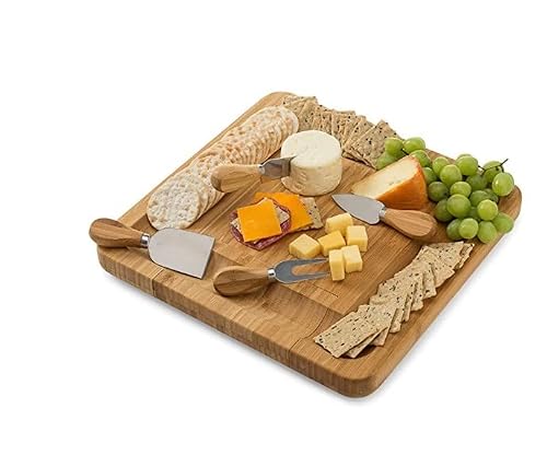 Cheese Plate Set Bamboo Wood Snack Plate With Knives #TOP5