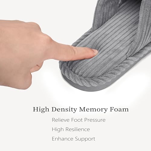 Image of IPSAE House Slippers for Woman Memory Foam Open Toe Slippers Corduroy Cross Bow Womens Slipper Slides Comfy Indoor Bedroom Slip On Shoes