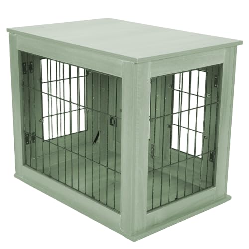 ARADNEO Caixa resistente para cães de 80 cm para cães médios e pequenos, gaiola estilo móveis com po