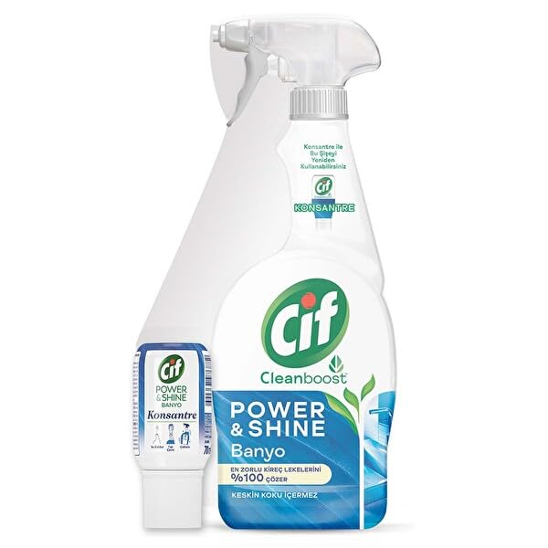 Cif Power & Shine Sprey Banyo Kireç Çözücü 750 ml + Cif Power & Shine Konsantre Banyo 70 ml