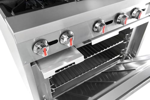 Kratos 36\" Wide Commercial Gas Range with 24\" Griddle, 2 Burners, and Full Size Oven, Stainless Steel Range for Restaurants, 130,000 BTU, Liquid Propane (29Y-047-LP)