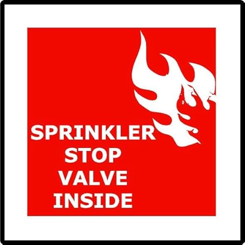 Sprinkler Stop Valve Inside Square | 20cm x 20cm | Red - Dibond Aluminium Sign for Fire Safety, Industrial Sites, Workplaces, and Emergency Response