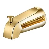 Tub Spout with Diverter, Heavy Duty All Metal Bathtub Faucet with Brass,Shower Slip-on Bathtub Faucet for 1/2 Inch Copper Pipe,5-3/8 Inch Bath Tub Faucet Replacement,Brushed Gold