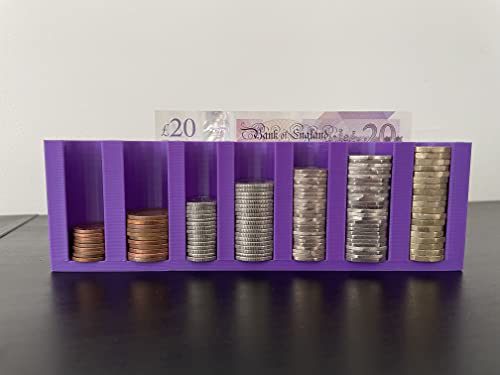 Coin Cash Note Money Organiser Mini Storage Holder Sorter Savings Purple