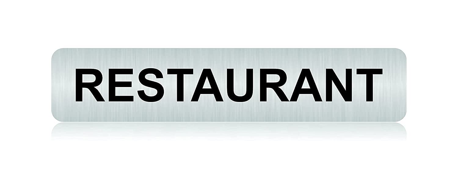 Carving Trends Signboard Metal Brushed Natural Silver| Self Stick "Restaurant" Sign-Board | Black Engraved | 12"X 2.5" | Durable and Stylish | Perfect for Home, Office Gift Ideas