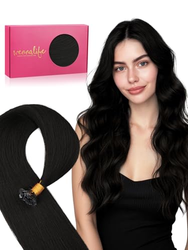Wennalife WENNALlFE Mini Flat Tip Hair Extensions Human Hair, 50g 60s 18 Inch Jet Black Remy Hair K Tip Hair Extensions Seamless Soft and Invisible Keratin Extensions De Cabello sold by Wennalife - Amazon Seller - HK