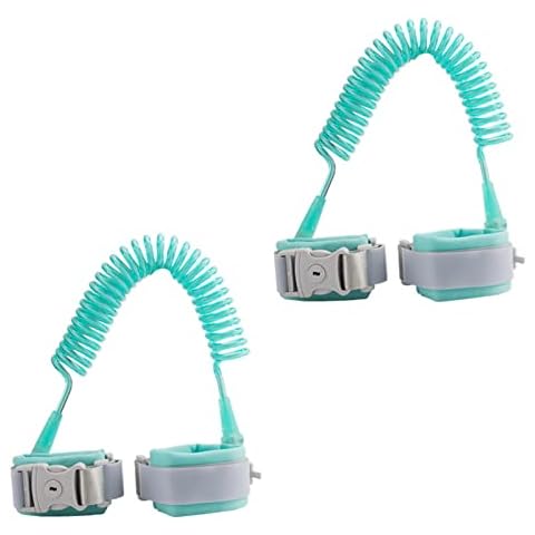 Ineffbb Baby Reins Walking Harness 2 Packs Anti Lost Safety Wrist Cuff with Lock + 1.5m Bungee Straps Link for Toddlers, Kids, Children-Blue Cover
