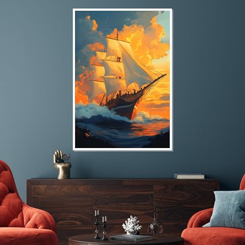 Tableau sur toile bateaux abstraits affiche déco murale nautique