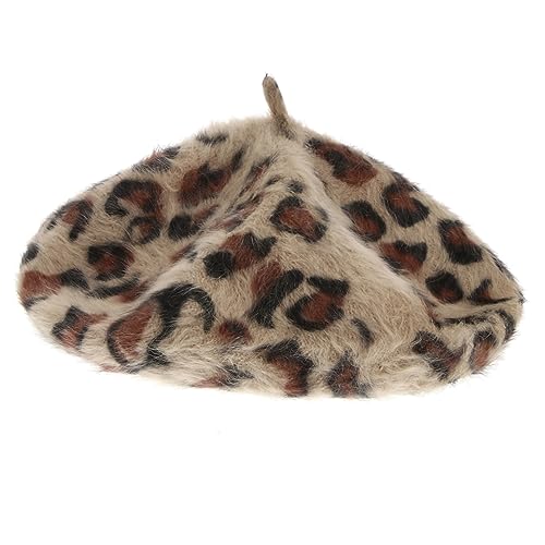 Ipetboom Fashion Women Leopard Print Beret Hat Warm and Stylish Cap for Outdoor Wear Breathable and Skin Friendly Design for Cold Weather and Charming Looks Khaki