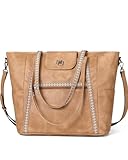 FADEON Large Laptop Tote Bag for Women Designer Leather Laptop Bag Fashion Travel Backpack Purse Shoulder Handbag Brown