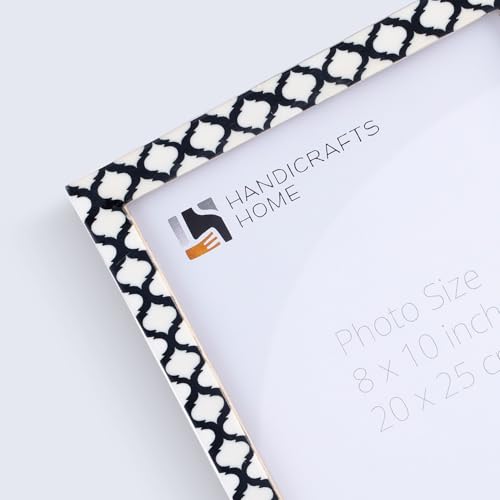 Image of Handicrafts Home Black & White Vintage Photo Frames for Wall or Tabletop Display, 8x10 Picture Frame Set of 2,Boho Farmhouse Gallery Wall Frame Set, Artisan Handmade Moroccan Frame for Home Decor