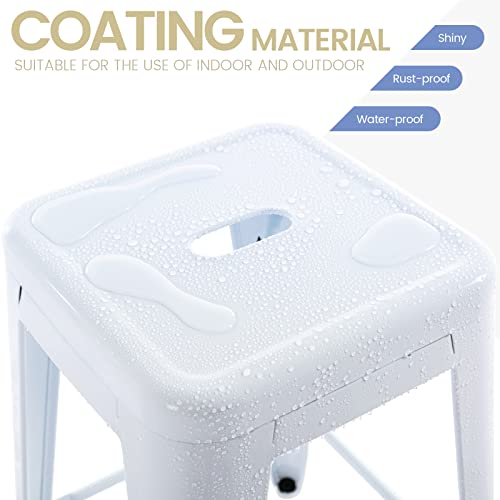 Vogue Furniture Direct 24" High Barstools Backless White Metal Barstool Indoor-Oudoor Counter Height Stool With Square Seat, Set Of 2 - Vf1571004 #TOP1