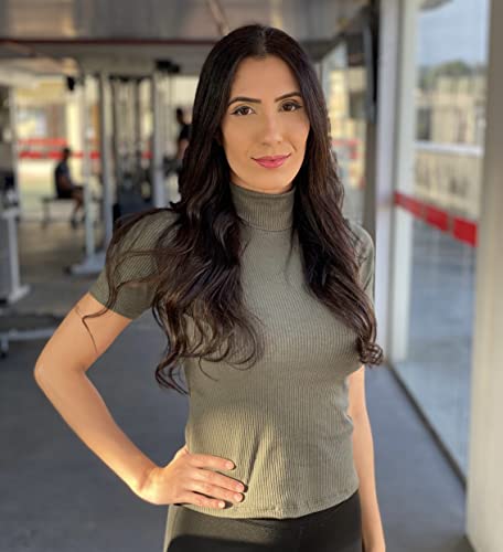 Blusa Feminina Gola Alta C/Manga Curta Verão Moda Blogueira