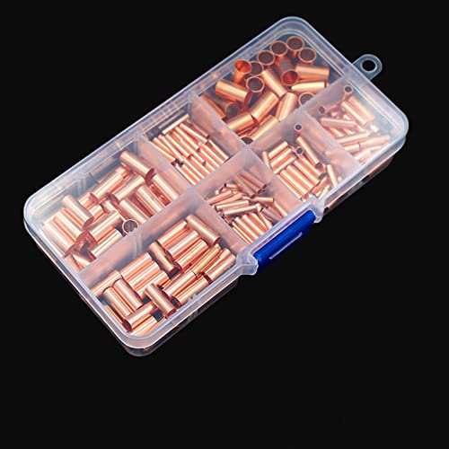 Teansic 250Pcs Wire Ferrules Kit 7 Size Copper Crimp Connector Non Insulated Electrical Butt Terminal Assortment Kit #TOP6