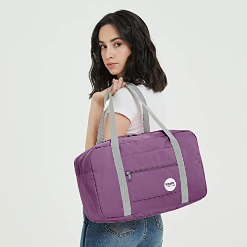 Small Cabin Bag 40x20x25 for Ryanair Airlines Foldable Underseat Travel Bag Water-Resistant Hand Luggage Bag Holdall Bag Weekend Overnight Bag for Women Men by WANDF (Purple 20L)