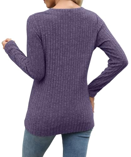 Image of XMTOPYE Sweaters for Women Fashion Long Sleeve Tops Pullover V Neck Casual Loose Sweatshirt