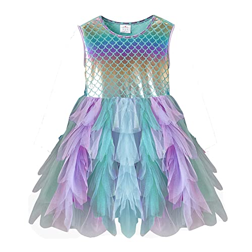 VIKITA Niñas Vestido Sirena Princesa Vestidos Ropa de Niñas Manga Corta Bebe Niñas SH2300 9-10 años