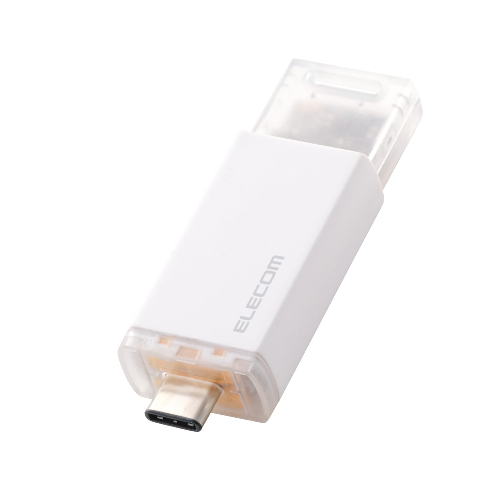 エレコム 外付けSSD USB10Gbps対応 ノック式 自動シャッター コネクタ保護 Type-C 500GB ホワイト ESD-ESK0500GWH