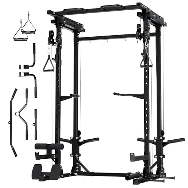 MAJOR FITNESS Drone3 Power Cage - Multi-Function Power Rack for Home Gym, Squat Rack with Pull-up Bar, Cable Crossover System, J-Hooks, for Strength Training, Heavy-Duty Steel Construction