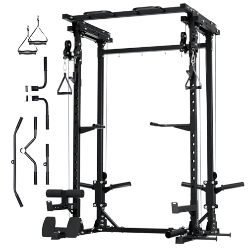 MAJOR FITNESS Drone3 Power Cage - Multi-Function Power Rack for Home Gym, Squat Rack with Pull-up Bar, Cable Crossover System, J-Hooks, for Strength Training, Heavy-Duty Steel Construction