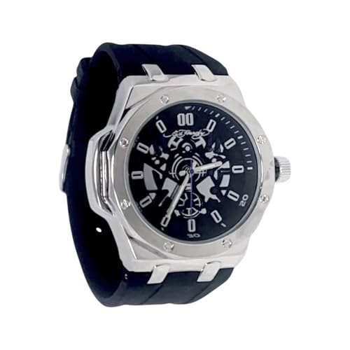 Montre Ed Hardy cadran rond 50780S-42-G02, alliance de finitions argentées et silicone premium