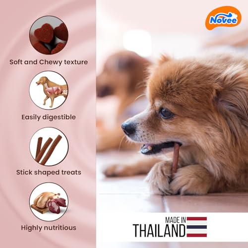 Image of Novee Hearty Jerky Mini Liver Flavour Dog Treats, High Protein, Nutrient-Rich Soft Bites for Training, Daily Reward & Digestive Support in All Breeds,100g