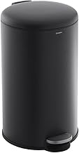 CASABEL Poubelle Cuisine 50 Litres - 100% Acier Inox, Anti-Traces, Corbeille Ronde avec Pédale et Couvercle pour Salle de Bain, Cuisine, Bureau - Noir